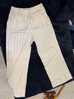 Abercrombie & Fitch Cream Satin Lounge Pants